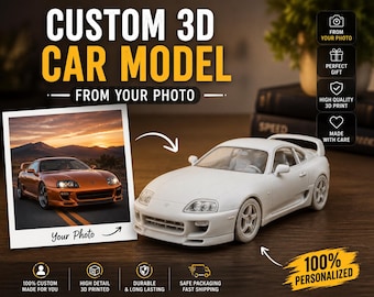 Modelo de coche personalizado a partir de una foto, regalo personalizado para amantes de los coches, réplica de coche en miniatura impresa en 3D, regalo único para los amantes de los coches.