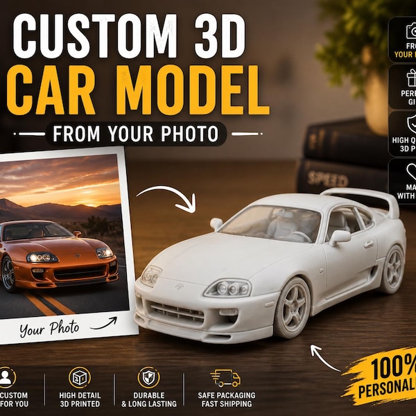 Custom Car Model from Photo, Personalized Car Gift, 3D Printed Mini Car Replica, Unique Gift for Car Lover