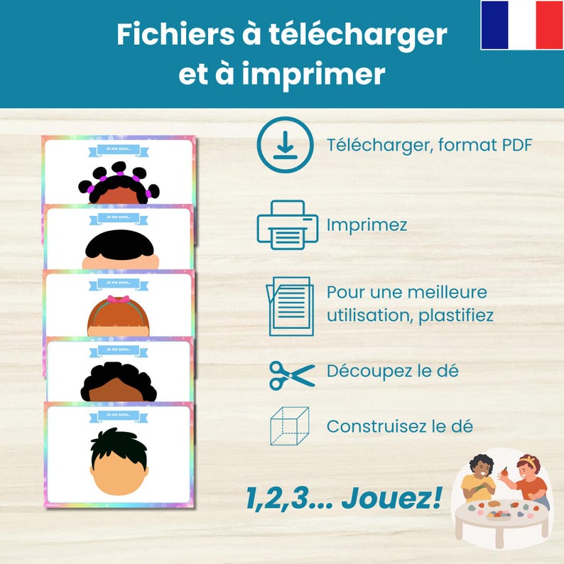 Fun activity about emotions for children aged 3 to 8 | Play-Doh mat | Printable game | Educational PDF in French image 7