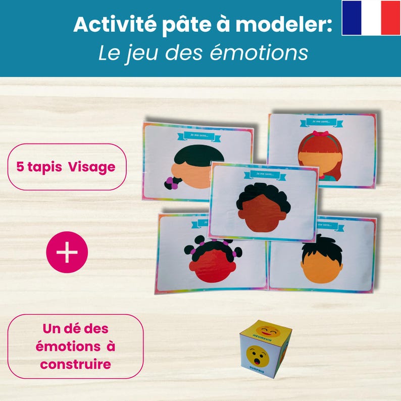 Fun activity about emotions for children aged 3 to 8 | Play-Doh mat | Printable game | Educational PDF in French image 5