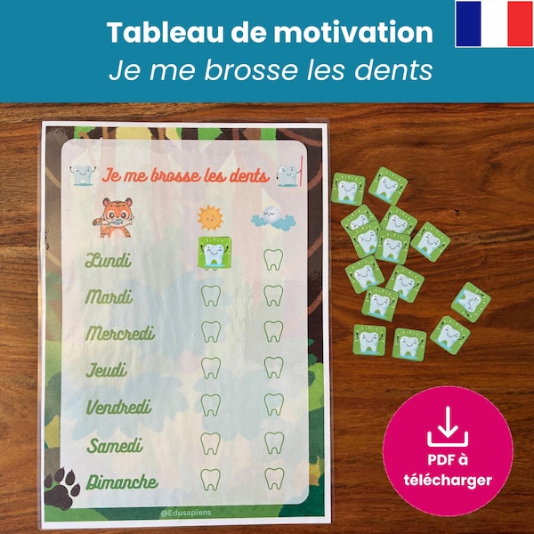 Jungle Teeth Brushing Calendar | Printable Morning and Evening Routine for Children | PDF File in French