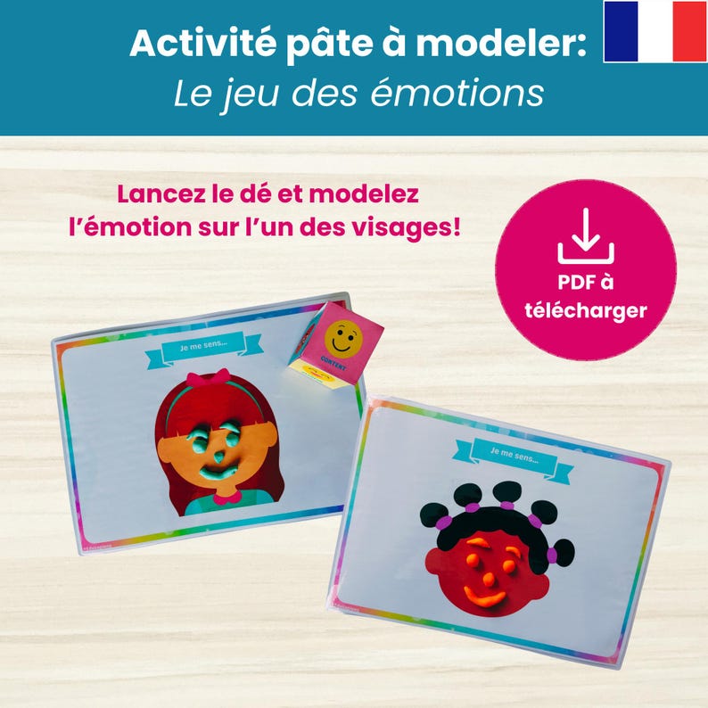 Fun activity about emotions for children aged 3 to 8 | Play-Doh mat | Printable game | Educational PDF in French image 8