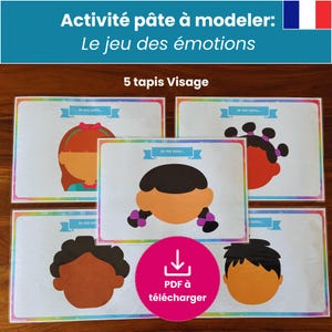 Fun activity about emotions for children aged 3 to 8 | Play-Doh mat | Printable game | Educational PDF in French image 3