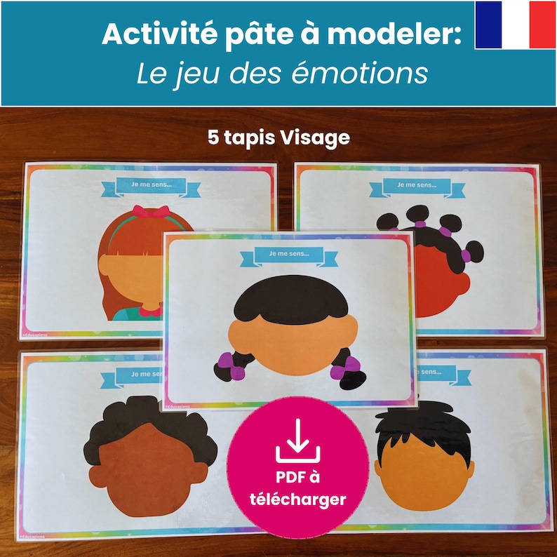 Fun activity about emotions for children aged 3 to 8 | Play-Doh mat | Printable game | Educational PDF in French image 3