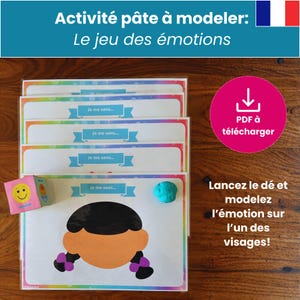 Fun activity about emotions for children aged 3 to 8 | Play-Doh mat | Printable game | Educational PDF in French image 2