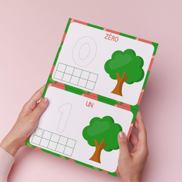 Activity: Learn to count to 10 | Printable playdough mat with apple theme | PDF in French