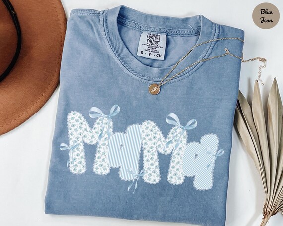 Floral Mama Shirt Comfort Colors® Spring Tee, Coquette Bow Mom Shirt, Gingham Toile Mama Tshirt, Pregnancy Reveal Gift For Mom, Mothers Day
