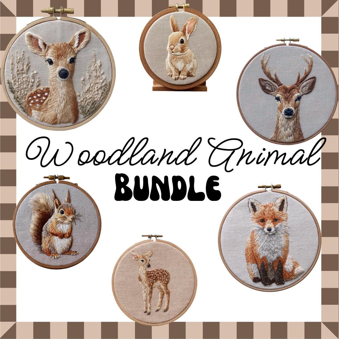 Woodland Animal Embroidery Pattern Bundle PDF | Fox Deer Bunny Squirrel ...