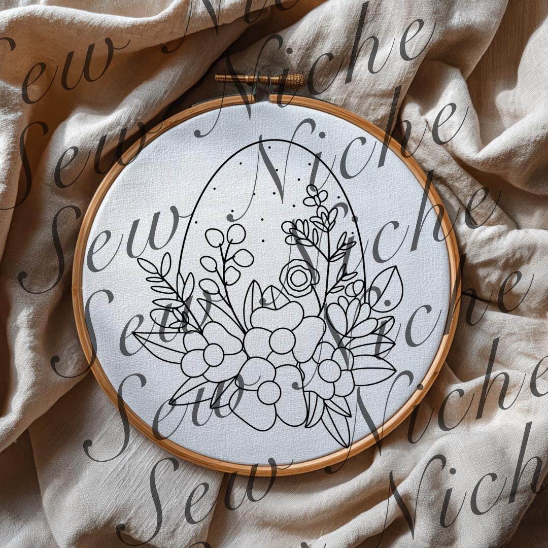 Floral Easter Egg Embroidery Pattern | Botanical Spring Hoop Art (PDF ...