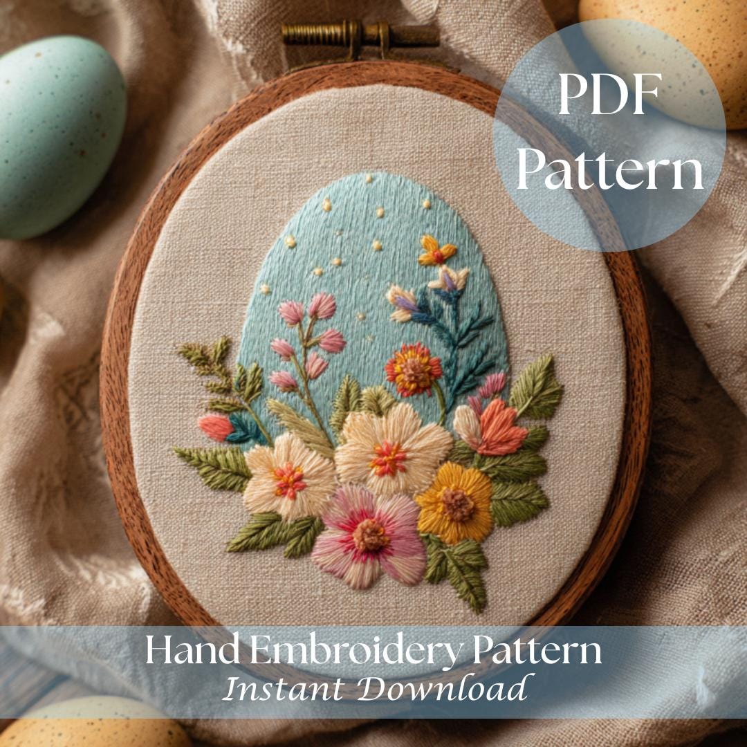 Floral Easter Egg Embroidery Pattern | Botanical Spring Hoop Art (PDF ...