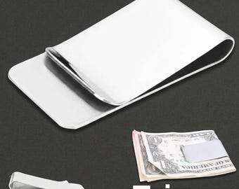 Brushed Brass Money Clip - Slim Minimalist Wallet - Vintage Style Cash Holder - Handcrafted Metal Wallet Clip - Personalized Gift for Men