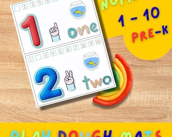 1-10 Play Doh Mats Numbers Preschool Printable Toddler Activities, Number Tracing, Counting Practice for Homeschool Pre-K Kindergarten