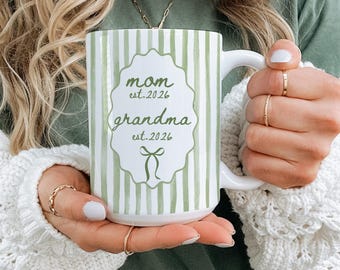 Ceramic New Grandma Mug, Mother to Grandma Announcement Gift, Personalized Mom Grandma Coffee Cup, Pregnancy Reveal Keepsake for Her