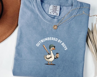 Outnumbered by Boys Baseball Mom Shirt, Comfort Colors Game Day Tee, Funny Sports Mama Gift, Baseball Season Shirt, Boy Mom Coffee Tee