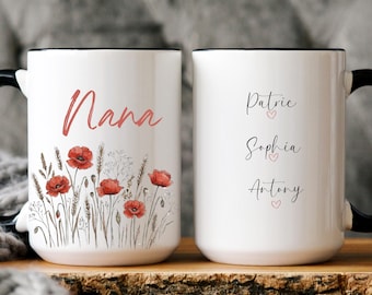 Personalized Grandma Mug, Custom Grandchild Name Coffee Cup, Pregnancy Announcement Gift