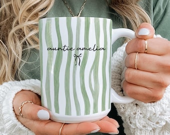Custom Aunt Name Mug, Aunt Birthday Gift, Est 2025, Bae Mug, Pregnancy Announcement Cup, Camp Mug Soon To Be Auntie Gift, Custom Name Mug