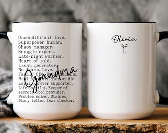 Personalized Grandma Mug, Custom Grandchild Name Coffee Cup, Pregnancy Announcement Gift