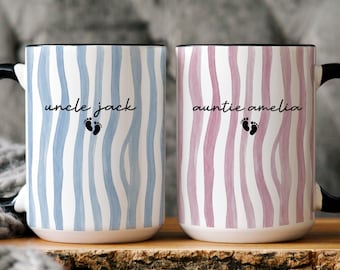 Personalized Aunt And Uncle Mug, Custom Name Coffee Cups, Pregnancy Announcement Gift, Promoted To Aunt And Uncle Present, Baby Reveal Gift
