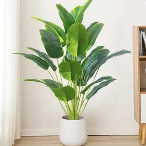 Plantas artificiales Monstera Real Touch – Decoración tropical con hojas de palma, planta de plátano artificial, vegetación moderna para el hogar y la oficina, decoración bohemia