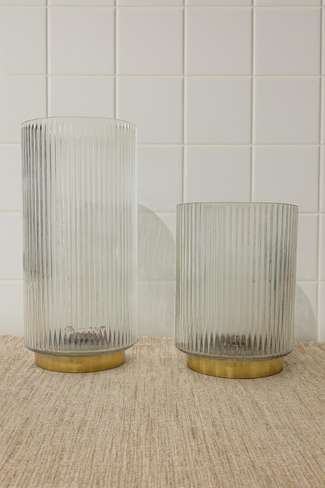 Ribbed Glass Vase With Gold Base Modern Flower Vase Tall — free download