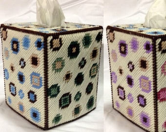 PATRÓN: Funda para caja de pañuelos Pretty Little Dots azul, verde, rosa o morado en lona plástica - SOLO PATRÓN