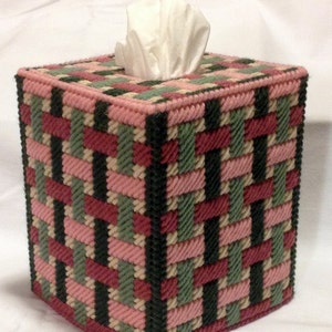 PATTERN: Woven Ribbons Tissue Box Cover in Plastic Canvas - PATTERN ONLY