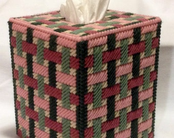 PATTERN: Woven Ribbons Tissue Box Cover in Plastic Canvas - PATTERN ONLY
