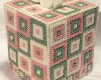 PATTERN: Granny Square Faux Crochet Tissue Box Cover in Plastic Canvas - PATTERN ONLY