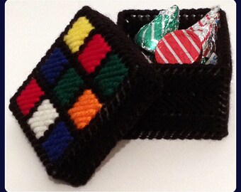 PATTERN: Rubik's Cube Trinket Box in Plastic Canvas - PATTERN ONLY