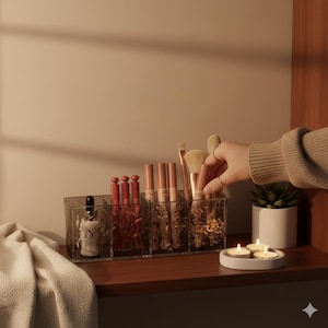 Make-up-Organizer aus strukturiertem Acryl – Moderne Aufbewahrungsbox für Kosmetikartikel