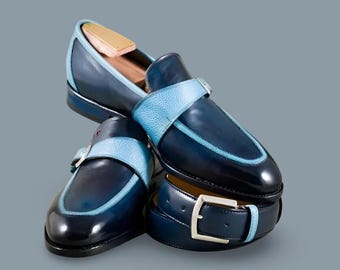 Fiori Di Lusso Navy Blue Suede Penny Loafers Dress Shoes - Etsy display picture 3