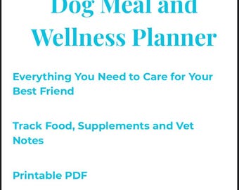 17-seitiger Wellness-Planer für Hunde, Food-Tracker, Haustier-Gesundheitstagebuch (druckbare PDF-Datei)