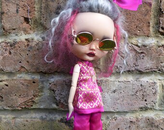 Blythe Fuchsia/Gold Silk Holiday Outfit  (BD5319)