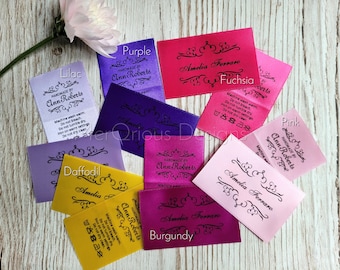 Etiquetas de satén de 1,5 pulgadas: etiquetas de tela personalizadas, etiquetas con nombre personalizadas, etiquetas para ropa en varios colores