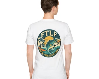 FTLF Fish Logo T-Shirt | Retro Tarpon Graphic, Sunset Palm Fishing Tee