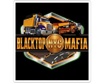 Adesivo Blacktop NYC Mafia | Logotipo de pavimentação asfáltica para caminhão de construção com corte especial