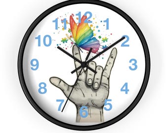 Autism Puzzle Butterfly Hand Wall Clock | Neurodiversity Awareness Home Decor