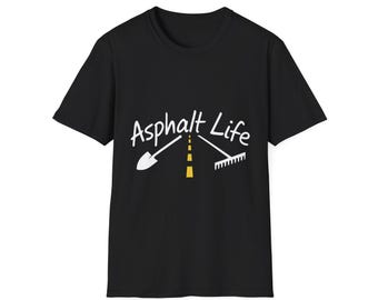 Asphalt Life road tools T-Shirt | paving shovel rake design