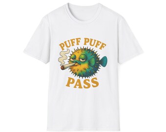 Pufferfish Smoking Cartoon T-Shirt | Puff Puff Pass Graphic Tee