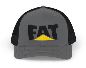 FAT Logo with Yellow Triangle Snapback Trucker Cap | Embroidered Mesh Back