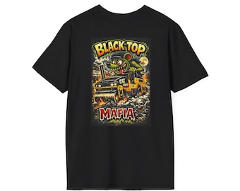 Black Top Mafia Rat Rod Illustration T-Shirt | Asphalt Roller