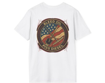 Bleed Oil Piss Diesel T-Shirt | American Flag Diesel Emblem