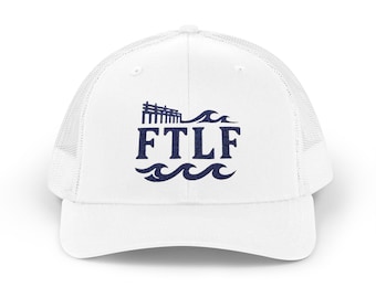 F This Lets Fish - Gorra snapback con el logotipo del muelle FTLF Waves / Gorra de malla estilo camionero