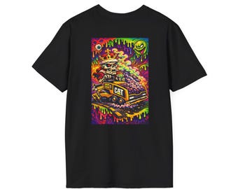 Psychedelic CAT Paver Shirt | Trippy Skull Farmer Tee