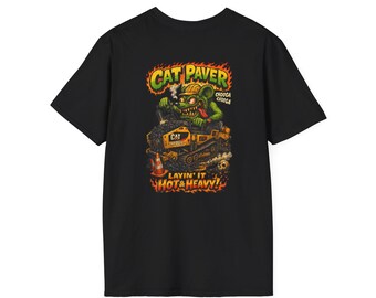 Cat Paver Rat graphic T-Shirt | heavy machinery construction art