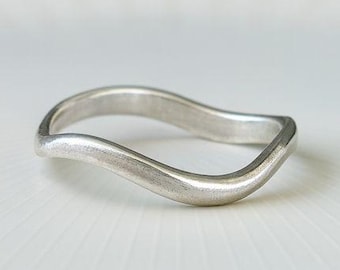 Sterling Silver Wave Ring | Minimalist Wavy Stacking Band