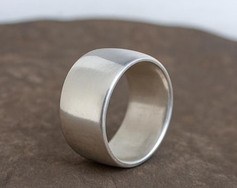 Minimalistische sterlingzilveren brede bandring | Matte afwerking