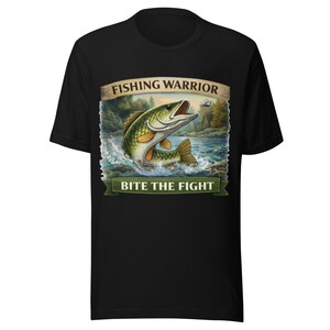 Maglietta "Bass Fishing Warrior": regalo per pescatori, design "Bite The Fight"