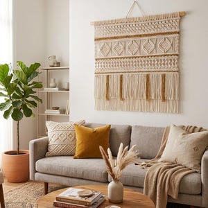 XL Macrame Wall Hanging, Extra Large Macrame Wall Hanging, Scandinavian Living Room, Boho Japandi Wall Decor, Housewarming Gift