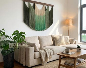 Macrame Fiber Wall Hanging | Macrame Wall Hanging | Boho Fiber Art Tapestry | Housewarming Gift | Above Bed Art